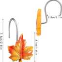 Maple Leaf Shower Curtain Hooks, 12Pcs Thanksgiving Decorative Autumn Fall Leaves Shower Curtain Rings Rustproof for Bathroom Bedroom Room Decor