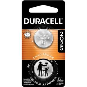 Duracell CR2025 3V Lithium Battery, Child Safety Features, 2 Count Pack, Lithium Coin Battery for Key Fob, Car Remote, Glucose Monitor, 3 Volt Cell