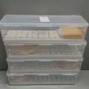 CHENGU 4 Pack Clear Cable Organizer Box with 7 Removable Dividers Plastic Charger Cable Cord Storage Organizer with Lid Multifunctional Office Desk Organizers for Home Drawer, Stackable