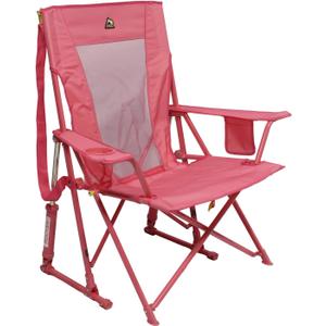 GCI Outdoor Comfort Pro Rocker Camping Chair | Portable Folding Rocking Chair with Durable Armrests & Drink Holder  Blush