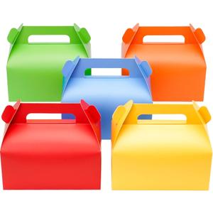 UnicoPak 30 Pack Rainbow Party Favor Boxes Gable Treat Boxes Colorful Goodie Boxes for Candy Goody Cookie Happy Meal, 6.5x3.5x4 Inches
