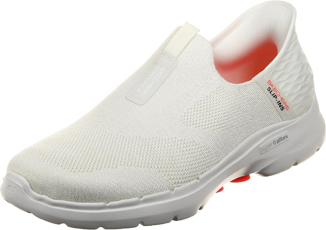 Skechers Womens Women's Hands Free Slip-ins Go Walk 6-Fabulous View (8, Off-white)