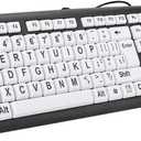 Elderly Keyboard, Large Print Computer Keyboard, 104 Keys QWERTY, High Contrast Keys, Big Print Letter USB Wired Keyboard Standard Full Size for Old People Low Vision Individuals(Black)