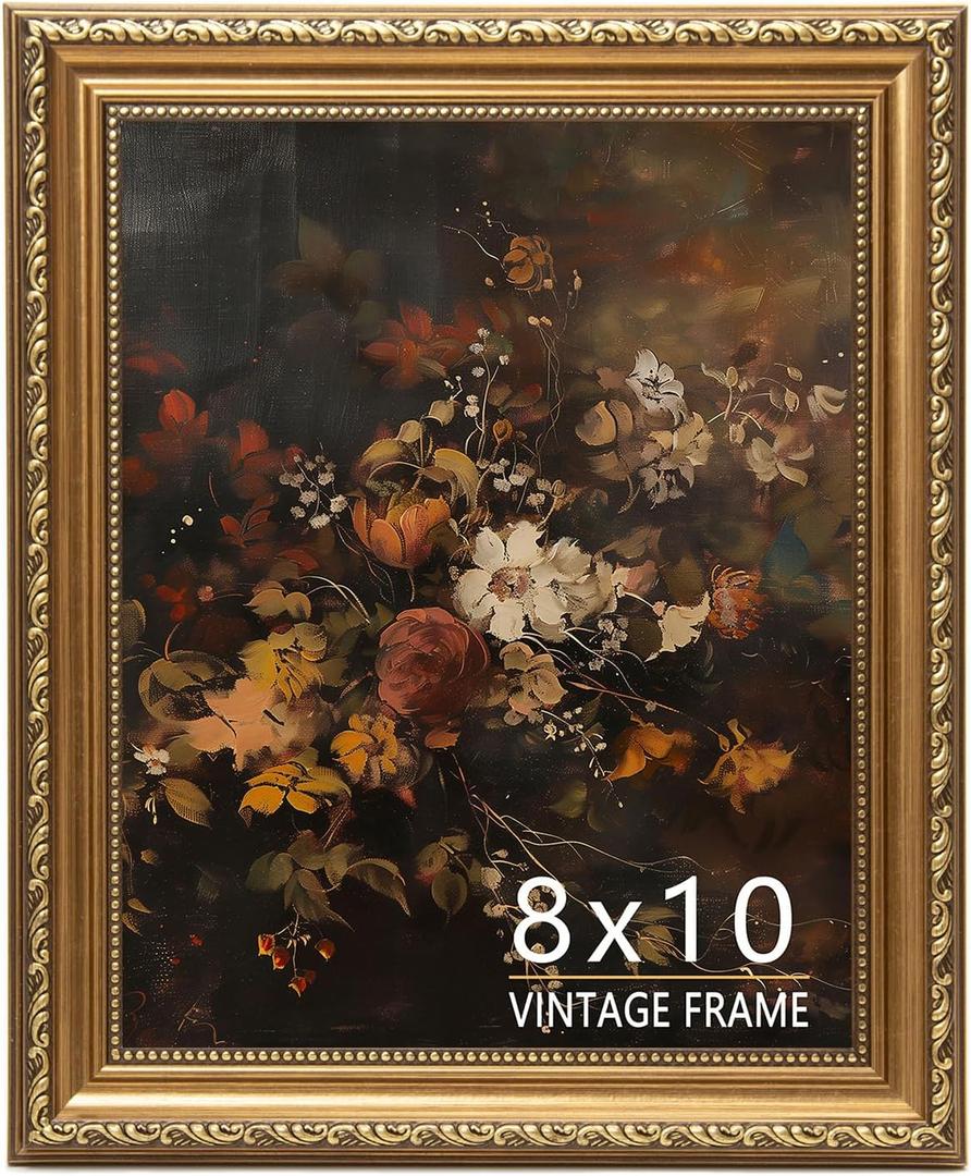 8x10 Picture Frame, Vintage Bronze Gold Picture Frame for Tabletop & Wall Mount, Antique Photo Frame 8 x 10 for Living Room, Bedroom, Office or Gallery Wall, Retro Home Decoration Gift - 1 Pack