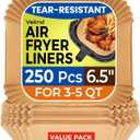 Air Fryer Paper Liners: 250Pcs Parchment Paper Sheets, Air Fryer Liner Disposable, Oilproof Waterproof Airfryer Basket Liner Square (6.5inch)