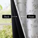 ChrisDowa 100% Blackout Floral Curtains 108 Inches Long 2 Panels for Bedroom Living Room Grey Flower Patterned Room Darkening Thermal Insulated Soundproof Grommet Window Treatments Drapes,52X108