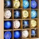 16PCS Christmas Balls Ornaments - 2.36in Blue and Gold Christmas Tree Decorations, Shatterproof Hanging Balls for Christmas Xmas Tree Holiday Wreath Decor (Blue & Gold)