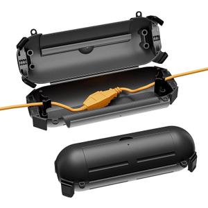 iwillink 2 Pack Outdoor Extension Cord Cover Waterproof - Weatherproof Electrical Connection Box for Outdoor Outlet, Plug, Socket, Christmas Holiday Decoration, Power Tool, Black