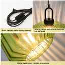 Plug in Pendant Light Green Glass Pendant Lamp Plug in Pendant Light Fixtures Mid Century Modern Hanging Lamp with Cord On/Off Switch Striped Glass Swag Light Dining Room Ceiling Lamp