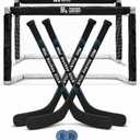 Premier Sports - Mini Hockey Set Complete 4-Player Indoor Kit with (2) Mini Goals, (4) Mini Sticks, and (2) Foam Balls