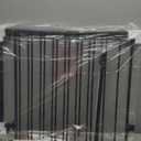 Cumbor 34" Extra Tall No Bottom Bar Baby Gate for Stairs, Wall Mounted Dog Gate Indoor for Larger Pets, Expandable 31.6-48" Safety Gate for Doorways, Wide Walk Thru Door for Easy Access (Black)