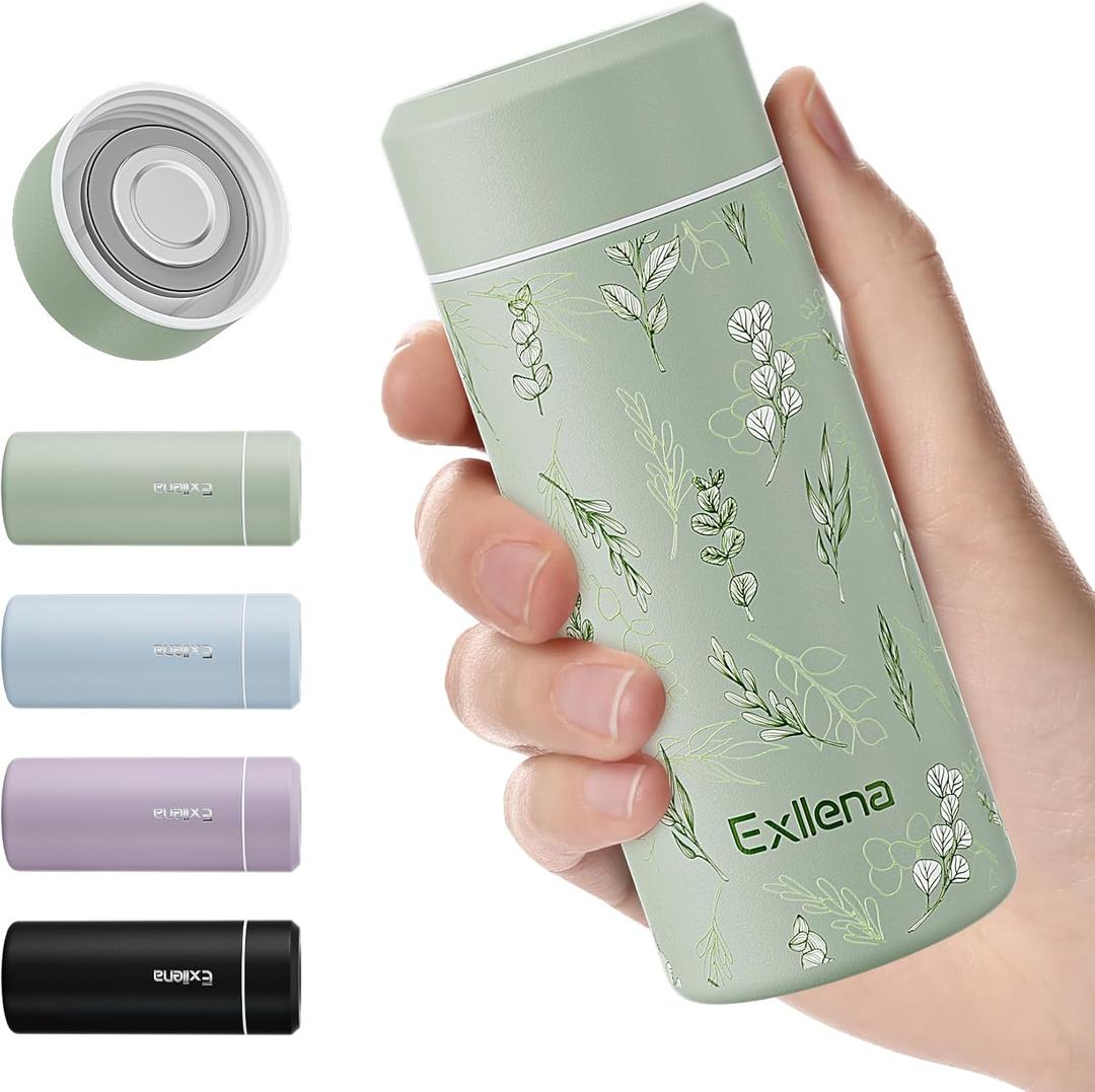 UpgradedExllena Small Insulated Water Bottle 8 oz/250ml Mini Insulated Water Bottle for Hot & Cold Drinks, Perfect Small Water Bottle for Travel, Purse (Floral)