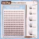 Mavphnee Brown Lash Clusters Kit Natural Eyelash Clusters Dark Brown Eyelash Extensions CCCurly Pestañas Postizas Wispy Individual Lash Extensions Kit 816MM Brown Cluster Lashes 144PCS DIY Lash Kit