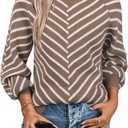 Theenkoln Women Striped Fall Sweater:Crew Neck Long Sleeve Color Block Casual Loose Pullover Knit Tops, M