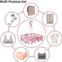 Clothes Drying Rack with 32 Clips, Foldable Hanging Rack, 360 Rotatable Hook for Drying Socks Baby Clothes Towels Gloves(Light Pink)