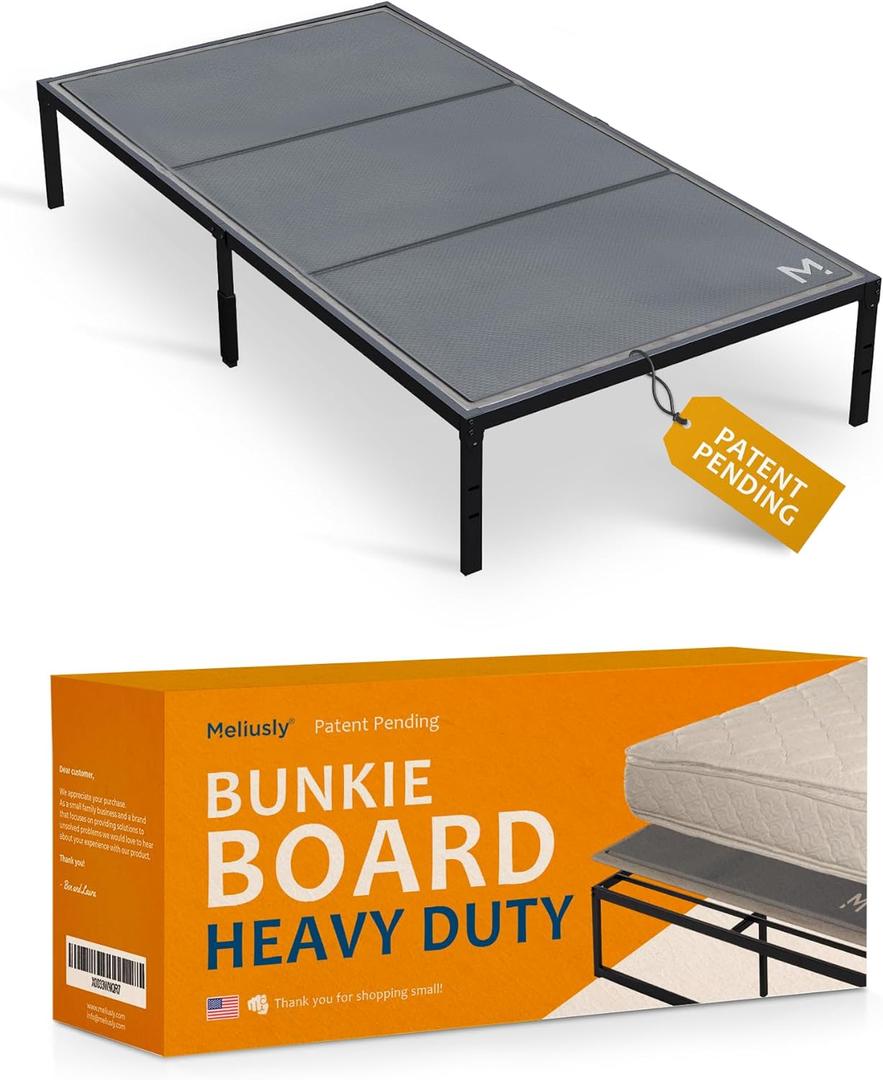 Meliusly Heavy Duty 10mm Bunkie Board Twin XL Size (38x79'') Patent Pending Low Profile Bed Board Design - Breathable, Noise Minimizing, Moisture Resistant Bunkieboards, Low Profile Bed Support