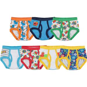 Sesame Street Boys' Underwear with Favorites Like Elmo, Cookie Monster & Big Bird in Sizes 18m, 2/3t, 4t (7-pack)