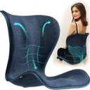 Ergonomic Lumbar Support Backrest Seat Cushion, Lower Waist Posture Corrector for Office Chair Long Sitting Desk Work, Gaming, Reading, One Piece Extra Large Back Straightener for Adult, Deep Blue