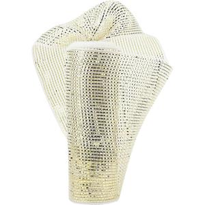 HUIHUANG Gold Mesh Ribbon for Christmas Tree, 10 inch White with Deluxe Gold Wide Foil Deco Mesh for Christmas, Wreaths Making Supplies, Tree Decor, Swags, Garland and Bows -10 Yards