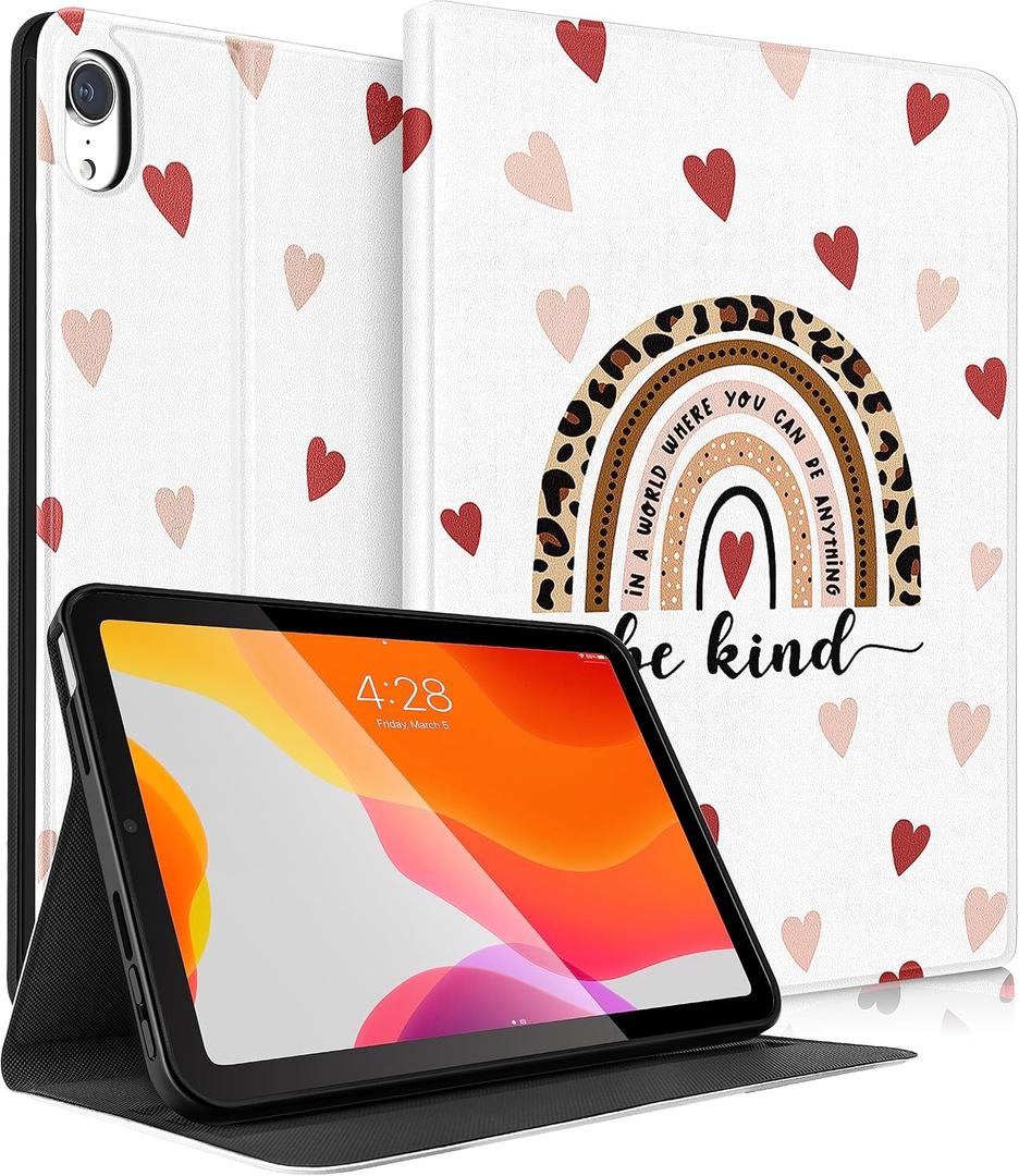 for for iPad mini 7 A17 Pro 2024/iPad Mini 6 2021 8.3 Inch for iPad mini 6th/7th Generation Case Kids Cute Folio Women Teen Girls Rainbow Cover for Apple Mini 6/7 A2567 A2568 A2569