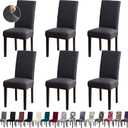 Chair Covers, Stretch Kitchen Dining Room Chair Covers Set of 6, Removable Washable Dining Chair Slipcovers for Home, Hotel, Banque (.Dark Grey)