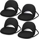 Maitys 4 Pcs Stadium Seats for Bleachers with Back Support, Foldable Padded Chair for Stadium with 5 Adjustable Positions, Portable Floor Seating Chair for Camping, Concert, Classroom (Black)