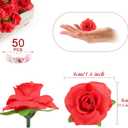 Kesoto 50pcs Red Roses Buds Artificial Flowers Bulk, 1.6" Small Silk Fake Roses Flower Heads for Decoration, Crafts, Wedding Centerpieces Bridal Shower Party Home Decor
