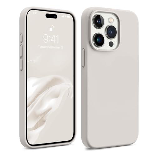 AOTESIER Shockproof for iPhone 15 Pro Case, [Food Grade Silicone] Phone Case [Military Drop Protection] with Soft Anti-Scratch Microfiber Lining, 6.1 inch, Stone