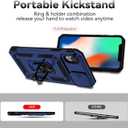 Case for iPhone XR Case with Tempered Glass Screen Protector and Slide Camera Cover, 360 Rotate Ring Stand Magnetic Cover for iPhone XR Blue