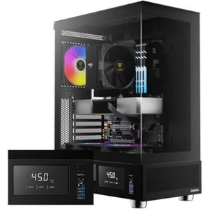 GAMDIAS ATX Mid Tower Computer Case with Tempered Glass, Gaming PC Case w/Temperature Display LCD & 3X 120mm ARGB Fans, Support Up to 5X Fans, 240mm AIO/Radiator, 340mm GPU/VGA, 160mm CPU Air Cooler