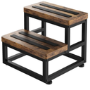 2 Step Wooden Step Stools for Adults Kids, Heavy Duty Stepping Stools Wooden Bed Step Stools for High Beds, Non-Slip 2 Bedside Foot Stool with 500 Lbs Capacity, Kitchen, Bed, RVS Step, Rustic Brown