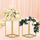 Efavormart 2 Pack 12" Matte Gold Wedding Flower Stand Metal Vase Column Stand Geometric Centerpiece Vase