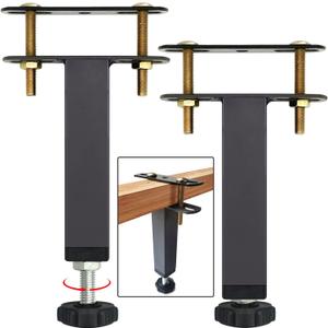 2 PCS Metal Adjustable Height Bed Frame Support Leg, Steel Bed Frame or Wooden Bed Center Slat Support Leg, Sofa Furniture Cabinet Feet Support Leg (5.9"-8.6")