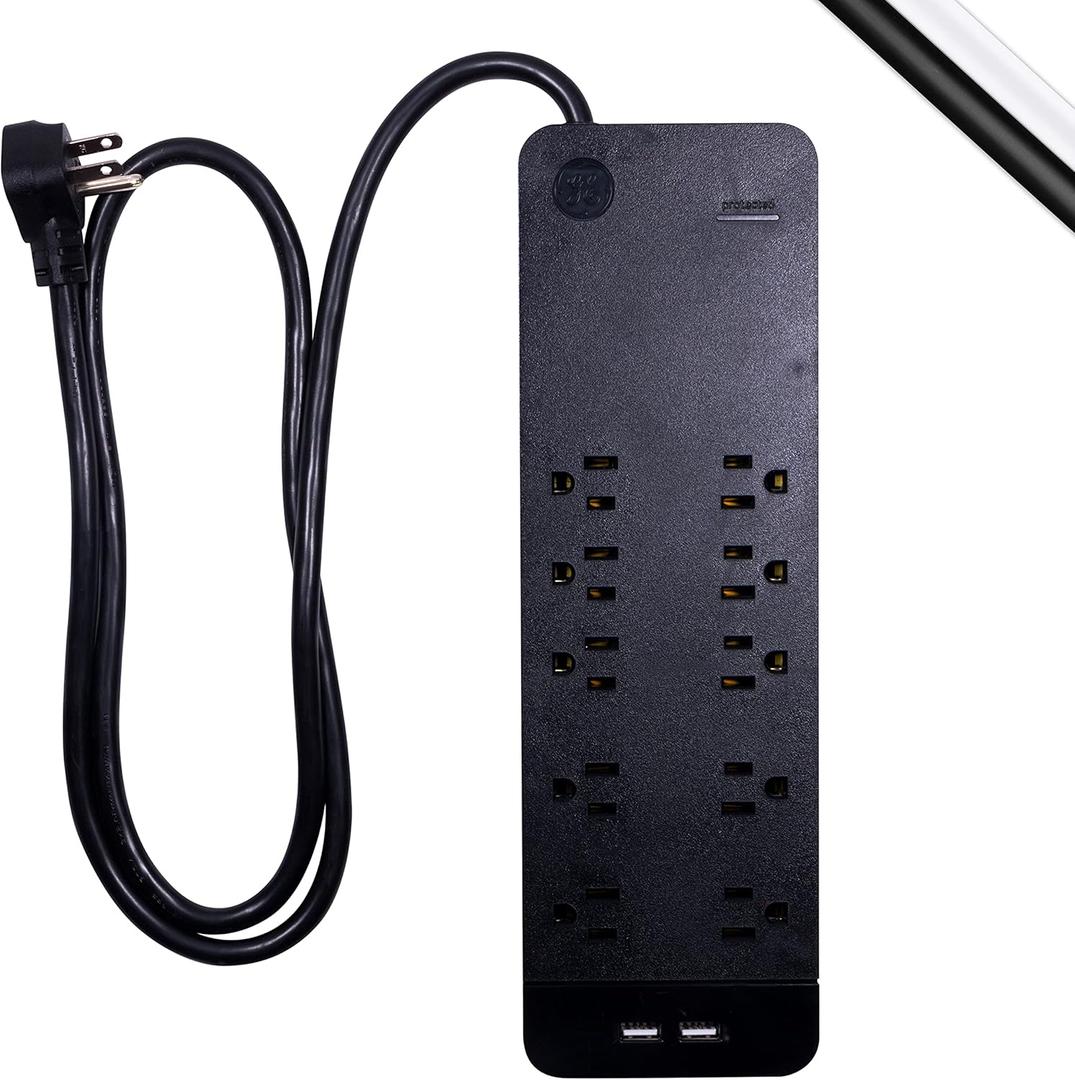 GE 37746 Ultra Pro Surge Protector 10 Outlets 4' Cord, Black