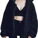 PRETTYGARDEN Women's Fashion Winter Coats Sherpa Fleece Faux Fur Shearling Oversized Trendy Jackets Warm Outerwear Clothing (3X-Large, Black)