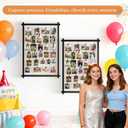 Collage Picture Frame,Photo Display Board with Clips,Hanging Pictures Frames Photos Wall Decor for Wedding Graduation Party Birthday Greeting Letter Christmas Cards Holder Organizer,39 inch(Black)