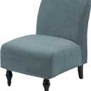 Velvet Armless Accent Chair Covers Luxury Thick Velvet Chair Slipcovers, Removable Furniture Protector for Living Dining Room Hotel, Stone Blue