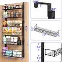 MIAOLI Over the Door Organizer, Black 6-Tier Pantry Door Organizer with Adjustable Basket, Hanging Spice Rack Cabinet Door Shelves, Laundry Room Organization and Storage