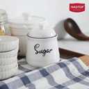 HAOTOP Farmhouse Porcelain Sugar Bowl with Lid and Spoon 12oz,Easy to Clean (White)