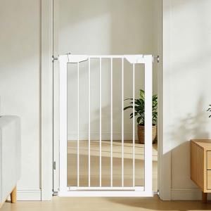 Fairy Baby 36" Tall Narrow Baby Gate 22.8"-25.5" Wide for Doorways & Stairs | Small Pet Gate for Walk Thru, Pressure Mounted Dog Gate for Small Opening, Auto Close No Drill Metal Safety Child Gate, White
