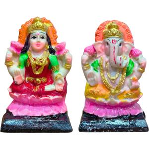 Lakshmi Ganesha Idol Set for Home Decor & Puja (3 Inch) | Handmade Murti Pair for Mandir, Diwali Decoration & Festive Gift