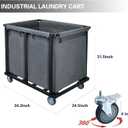 Commercial Laundry Cart with Wheels,600 lbs Commercial Laundry Hamper with Steel Frame and Oxford Cloth Bag,Industrial Laundry Cart for Hotel,Laundry Room 400L(Gray)