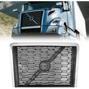 Front Grille Fit For 2018 2019 2020 2021 2022 2023 2024 Volvo VNL Semi Trucks W/Bug Screen (Chrome)