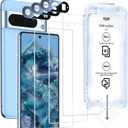 SMARTDEVIL [3+3 Pack] Screen Protector For Google Pixel 8 Pro With Camera Lens Protector , FingerPrint Reader Compatible, Clear 9H Tempered Glass Film, Fast & Easy Installation, Alignment Frame
