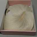 FLUFYMOOZ 100% Real Human Hair Toppers, 12 Inch Human Hair Toppers for Thinning Hair Large Hand-woven Area 360 Coverage Natural Hairpiece Wiglet for Women Daily 5"x3" Silk Base (Pale Platinum Blonde)