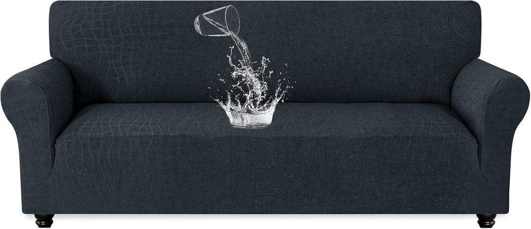Waterproof Sofa Cover Non-Slip Washable Furniture Protector | Waterproof,Soft,3 Seater Sofa Cover,Non Skid Foam,Elastic Bottom,Machine Washable,for Kids & Pets,Couch & Sofa,Dark Gray