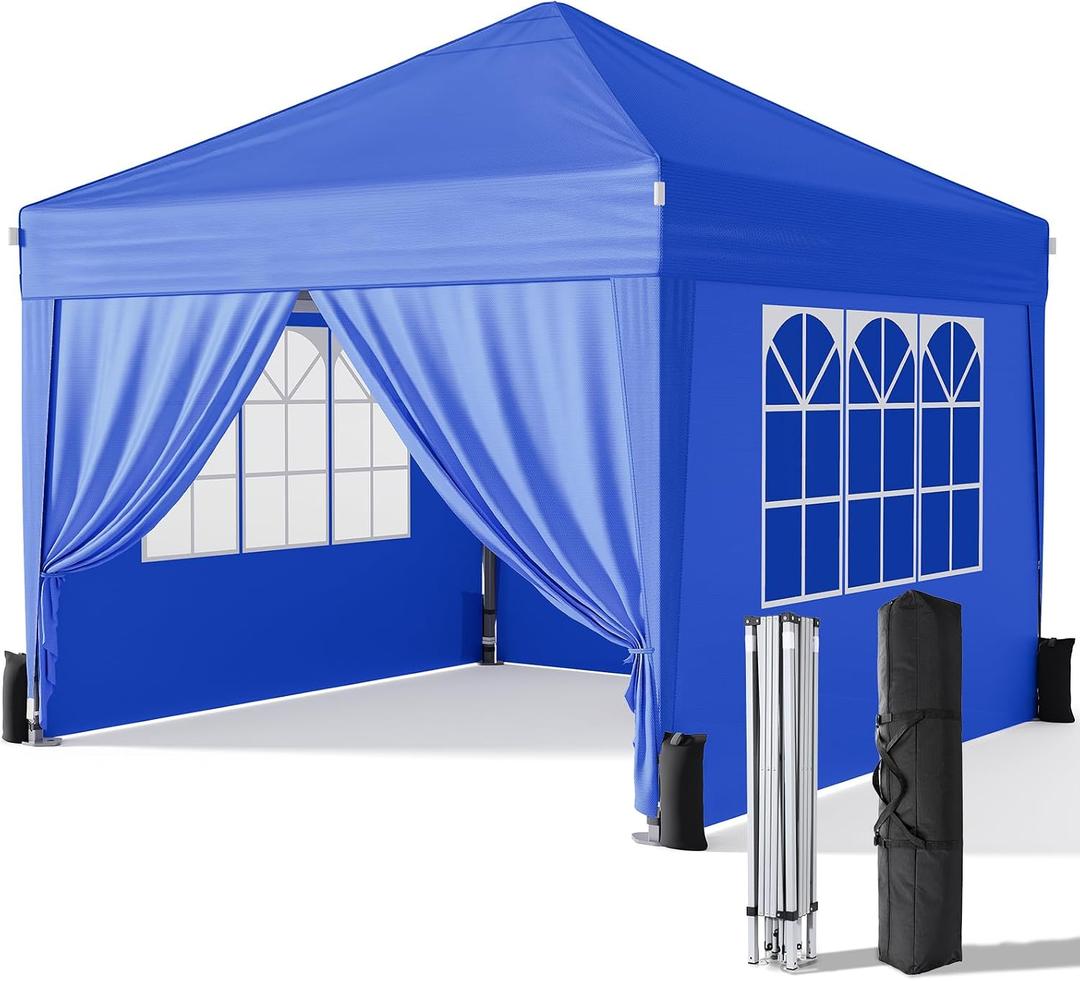 Driftalia 10x10 Pop Up Canopy Tent with Sidewalls, One-Push Instant Setup
4 Removable Sidewalls, UPF 50+ Fabric, Carry Bag Included for Parties, Market, Camping, Beach & Outdoor Events