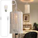 Boho Lamp Shade,Boho Hanging Lamp Handmade Macrame Lamp Shade Plug in Pendant Light,Bohemian Hanging Lights with Plug in Cord Light Fixtures for Boho Bedroom Decor Living Room (Type5)