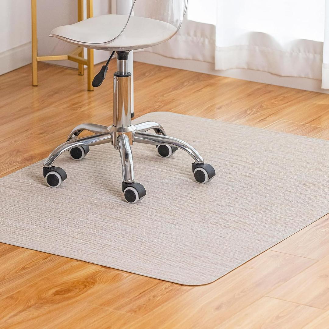 Office Chair Mat for Hardwood Floor Under Desk Computer Rolling Chair Mat for Wood/Tile Floor Non-Slip Heavy Duty Desk Rug PVC Plastic Hard Floor Protector 36" x 48" (Parchment)