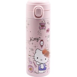 oneZHI 425ml Cartoon Kitty Cute Anime Cup Melody Kawaii Reusable Water Bottle for Girls Women Birthday Gift (Pink)